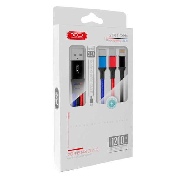 NB143 Cable de Datos Trenzado 3 en 1 2m