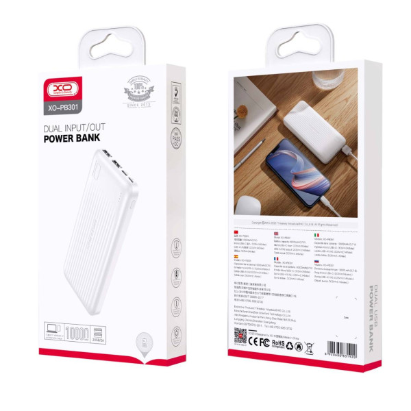Bateria Portatil Powerbank 10000mAh XO-PR301 en Blanco