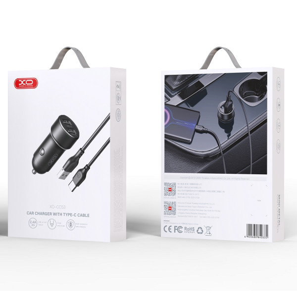 Cargador Coche Con Cable iPhone XO-CC53 En Negro
