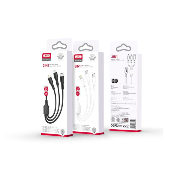 Cable 3En1 Usb A Lighting / Type-c / Micro XO-NB230 en Negro