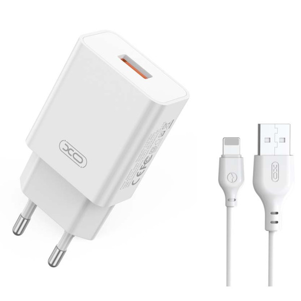 Cargador Con Cable USB A Lighting 18W XO-L127 En Blanco