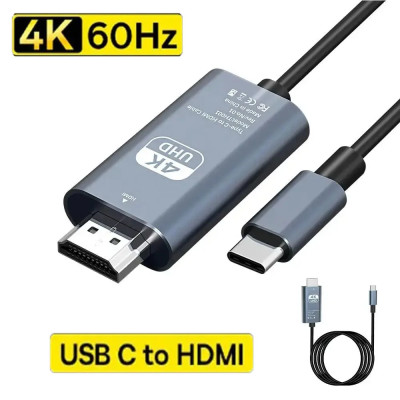 Cable Adaptador USB Tipo C a HDMI, Convertidor 4K 60Hz/30Hz, Compatible con Portátil y Teléfono a TV