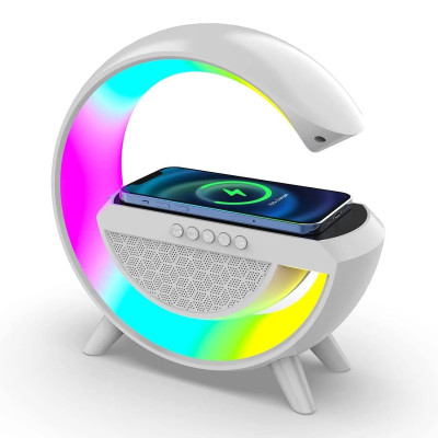 Altavoz Bluetooth Portátil BT2301 con Lámpara de Mesa y Cargador Inalámbrico Tipo G