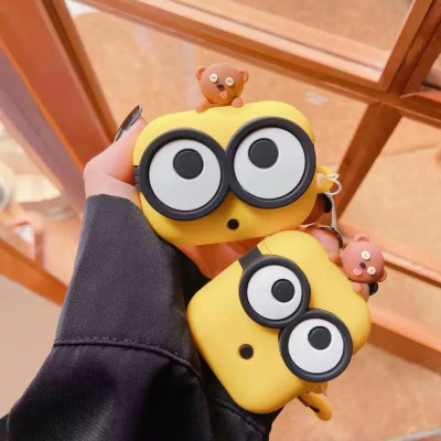 Funda 3D para AirPods 1, 2 y Pro 2, Diseño de Minions Dos Ojos , Protección Completa