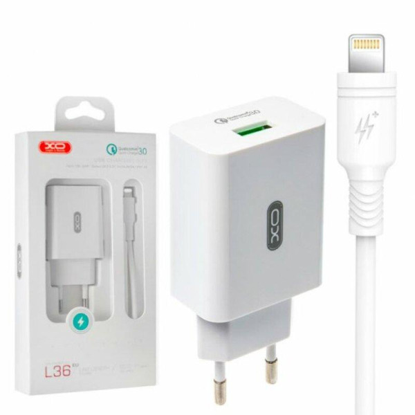 Cargador de viaje L36 EU QC3.0 de un solo puerto con cable Lightning (NB103)