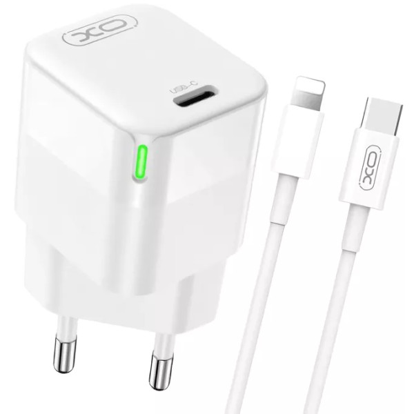 Cargador rápido CE06 (EU) PD 30W GaN con pantalla de lámpara y cable Lightning (NB-Q189A) (materiales certificados CE)