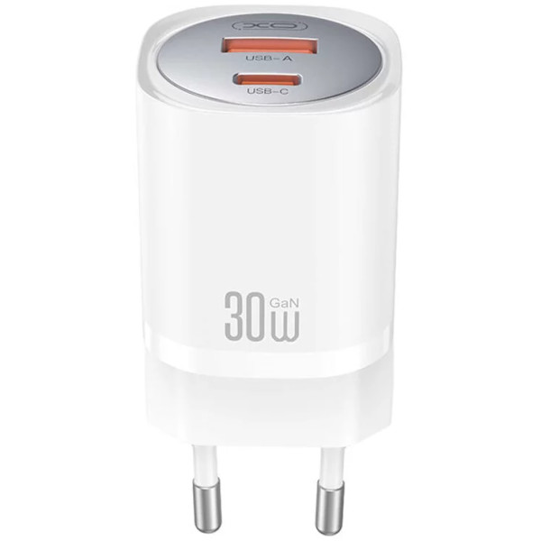 Cargador rápido CE21 (EU) 30W GaN con 1 USB-C y 1 USB-A