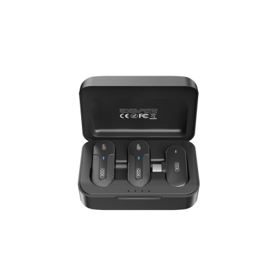 Micrófono Inalámbrico de Solapa Doble XO-MKF09A con Conector Tipo-C (Negro)