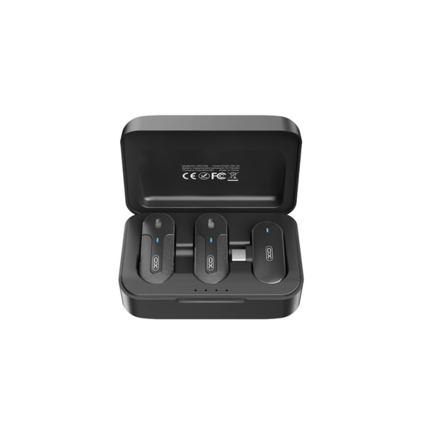 Micrófono Inalámbrico de Solapa Doble XO-MKF09A con Conector Tipo-C (Negro)