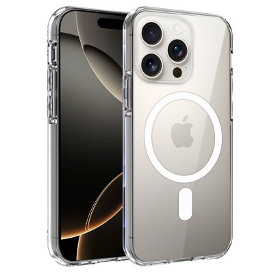 Estojo magnético transparente para iPhone 16 Pro