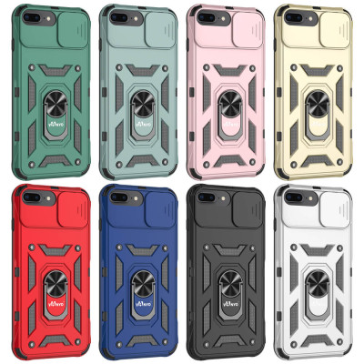 Capa de capa de câmera militar deslizante protege 360° para iPhone 6 / 7 / 8 Plus
