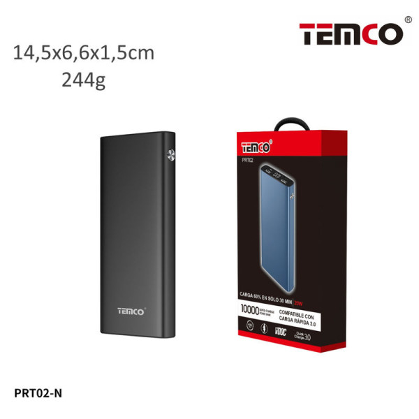 Bateria Externa 10000 mAh 2.1A Negro