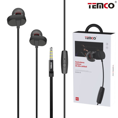 Auriculares Jack 3.5mm Intrauditivos Metal con Microfono en Negro EA04-N