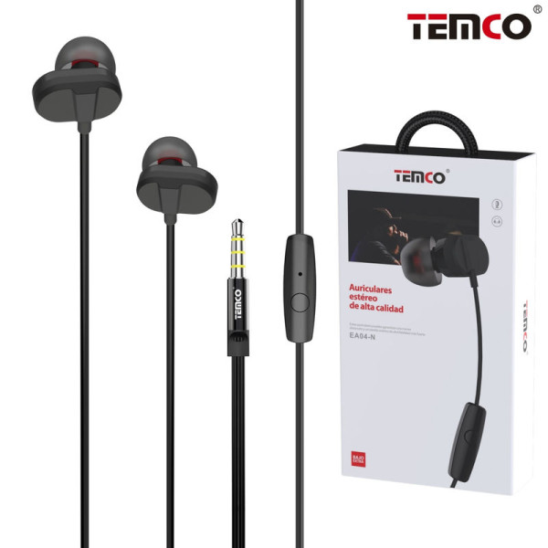 Auriculares Jack 3.5mm Intrauditivos Metal con Microfono en Negro EA04-N