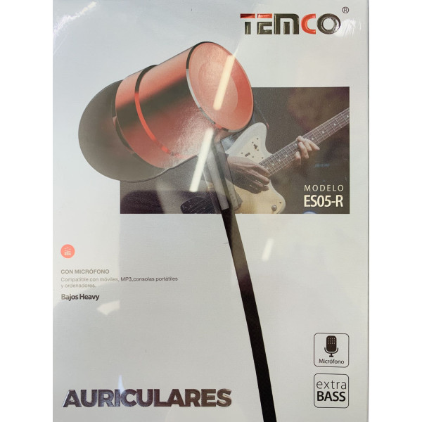 Auriculares Jack 3.5mm Intrauditivos con Microfono en Rojo ES05-R