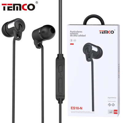Auriculares Jack 3.5mm Intrauditivos con Microfono en Negro ES10-N