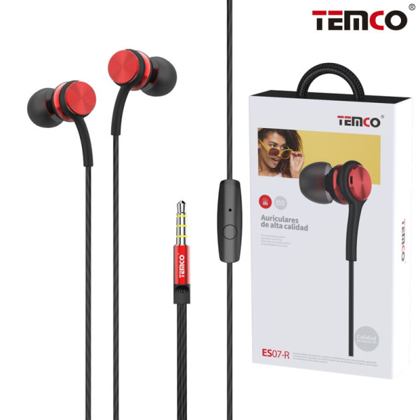 Auriculares Intrauditivos Metál con Microfono ES07-R Rojo