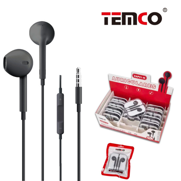 Auriculares Jack 3.5mm con Microfono en Negro EAP21-N