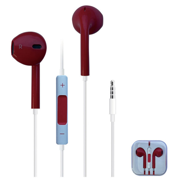 Auriculares con Cable Jack 3.5mm Rojo Oscuro - Modelo CSA25-T05