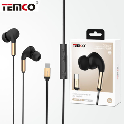 Auriculares Type-C Intrauriculares con Microfono en Dorado EST13-D