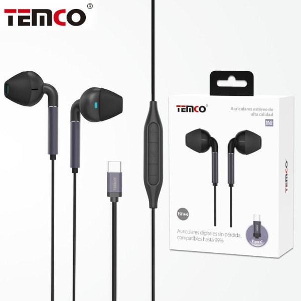 Auriculares Type-C Digitales con Microfono en Gris EST14-G