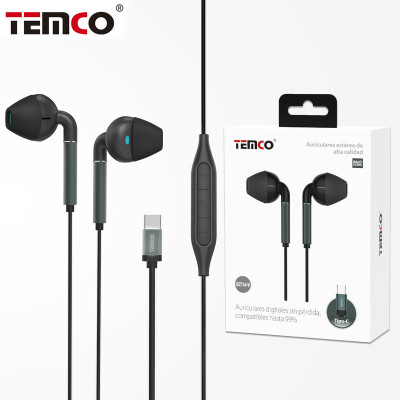 Auriculares Type-C Digitales con Microfono en Verde EST14-V
