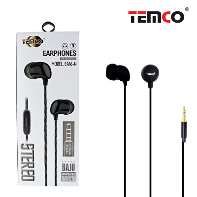 Auriculares Jack 3.5mm con Microfono en Negro EA16-N