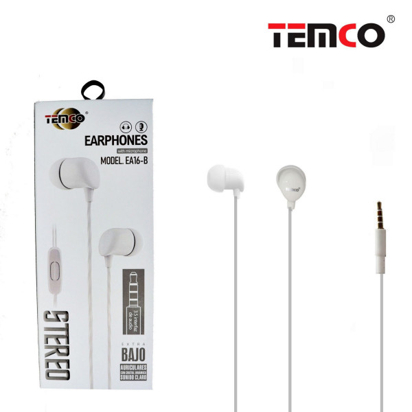 Auriculares Jack 3.5mm con Microfono en Blanco EA16-B