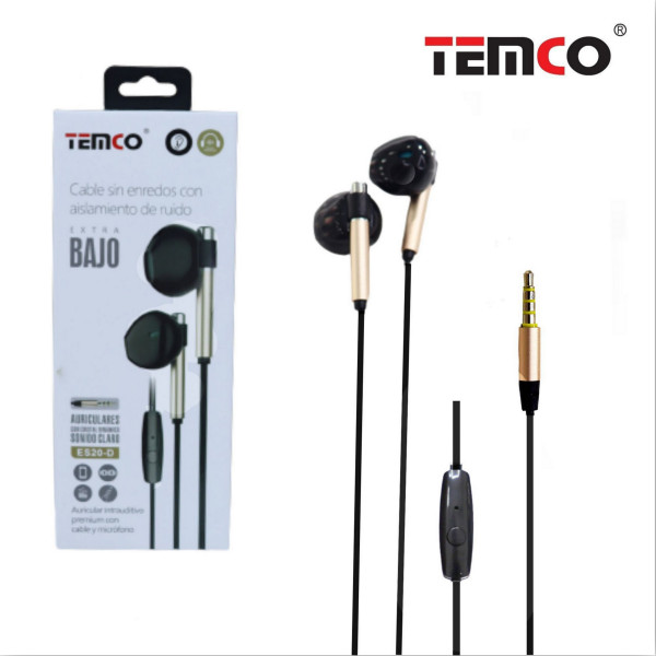 Auriculares Jack 3.5mm con Microfono en Dorado ES20-D