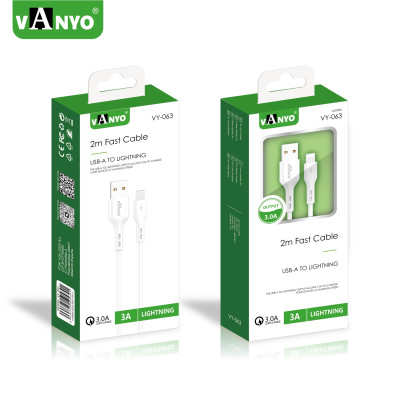 Cable USB a Lithning 2M 3A Carga Rapida VY-063