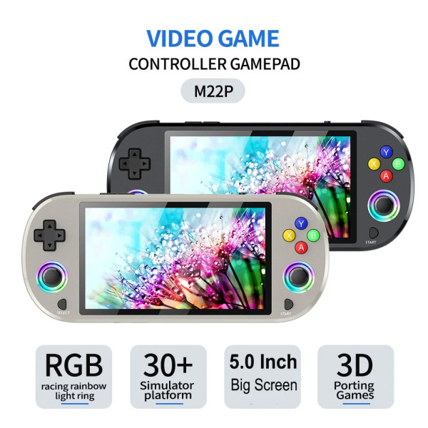 Consola de juegos portátil M22 Pro, Mini reproductor de juegos con pantalla IPS de 5,0 pulgadas