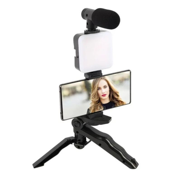 Microfono y Luz con Soporte para Movil