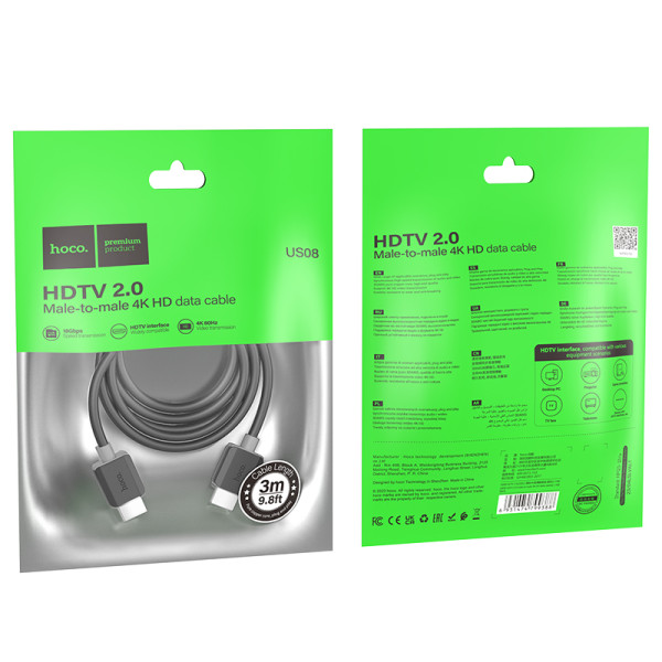 Hoco US08 Cable HDMI 4K 3M