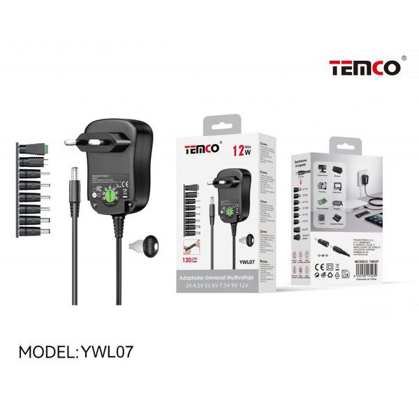 Adaptador de Corriente Ajustable Universal 12W 3-12V YWL07