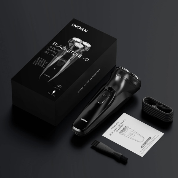 ENCHEN-Afeitadora rotativa eléctrica Blackstone para hombres, hoja flotante 3D, lavable, tipo C