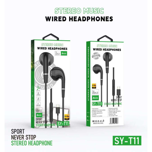 Auriculares Type-c con Microfono SY-T11 Compatible con iphone 16 17 Super Bass
