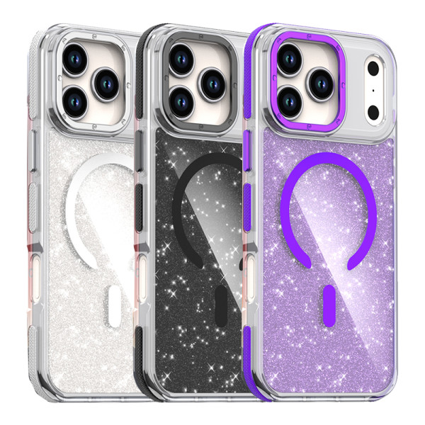 Funda Doble Color con Purpurina Magsafe Marco Metal para iPhone 17 Air