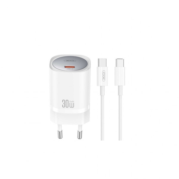 Cargador rápido CE20 (EU) 30W GaN con 1 USB-C y cable tipo C (NB-Q190A)