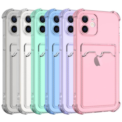 Color TPU Case with Card Holder for iPhone 12