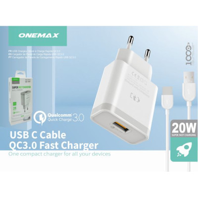 Cargador Rapido QC3.0 Con Cable USB a Type-C