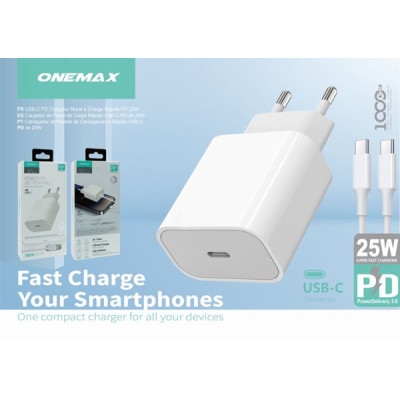 Cargador Carga Rapida con Cable USB C a C PD 25W FSC121