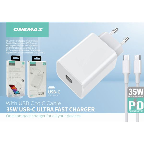 Cargador Rapido Usb a Type-C PD con Cable PD-35W USB-C