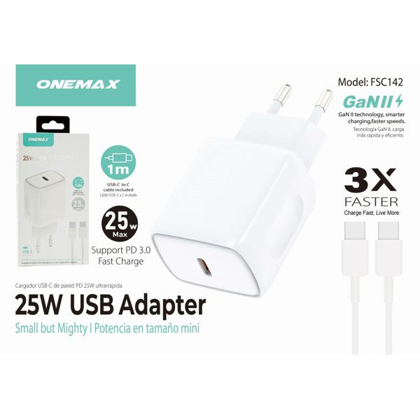 Cargador Rapido Type-c 25W con Cable Type-c a Type-C FSC142