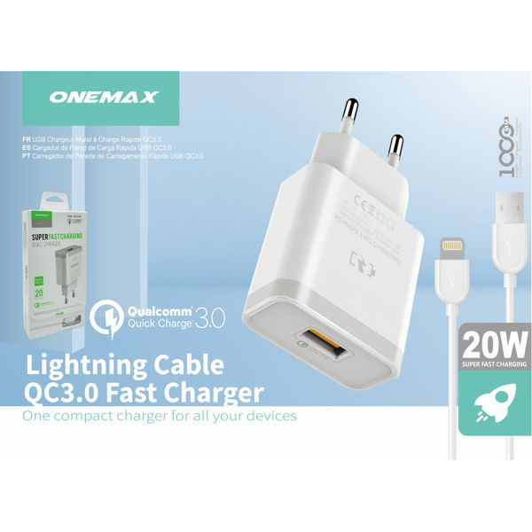 Cargador Rapido QC3.0 Con Cable Lightning PS5128