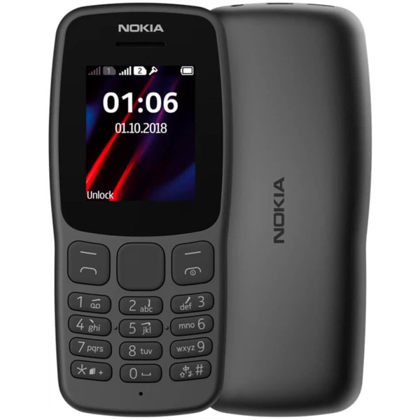 Teléfono Nokia 106 durabilidad, batería de larga duración y diseño práctico