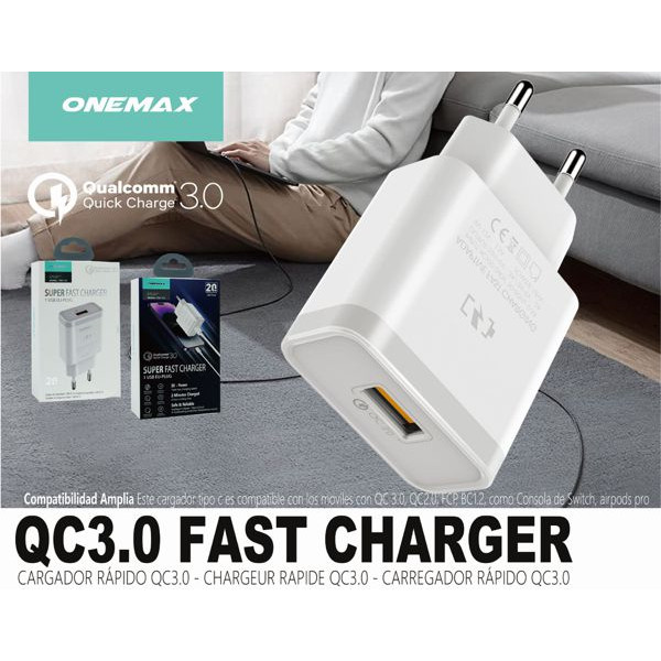 Adaptador Cargador QC3.0-20W-1USB FCS115