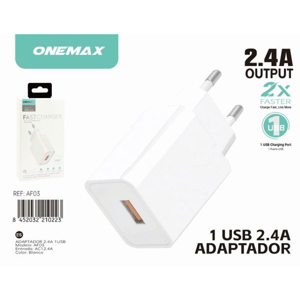 Adaptador Cargador USB 2.4A AF03