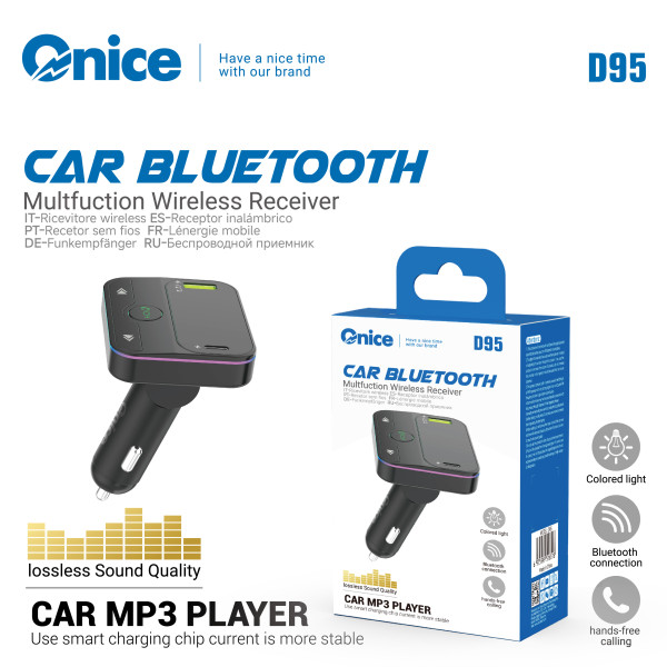 Cargador Coche con Bluetooth D95 Multifuction Inalambrico con LED