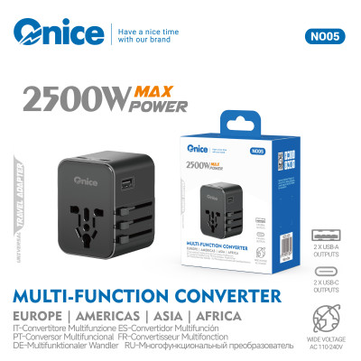 Adaptador Universal 1500W POWER Con 2 USB 2 Type-C Multi Funcion Convertidor NO05