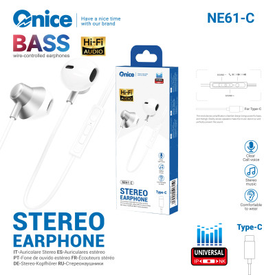 Auriculares Type-c con Microfono NE61-C Compatible con iPhone 16 17 Hi-Fi Audio
